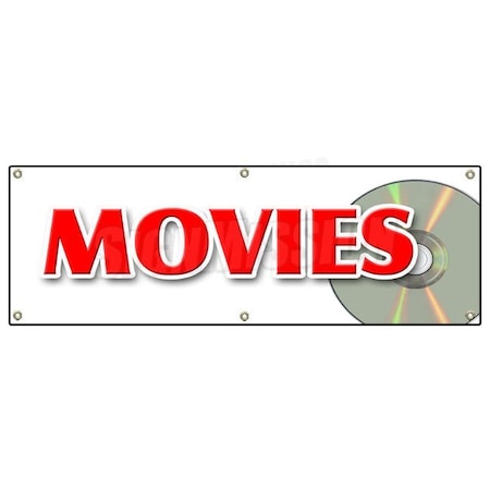 MOVIES BANNER SIGN Theatre Motion Picture Cinema Watch Popcorn Flick